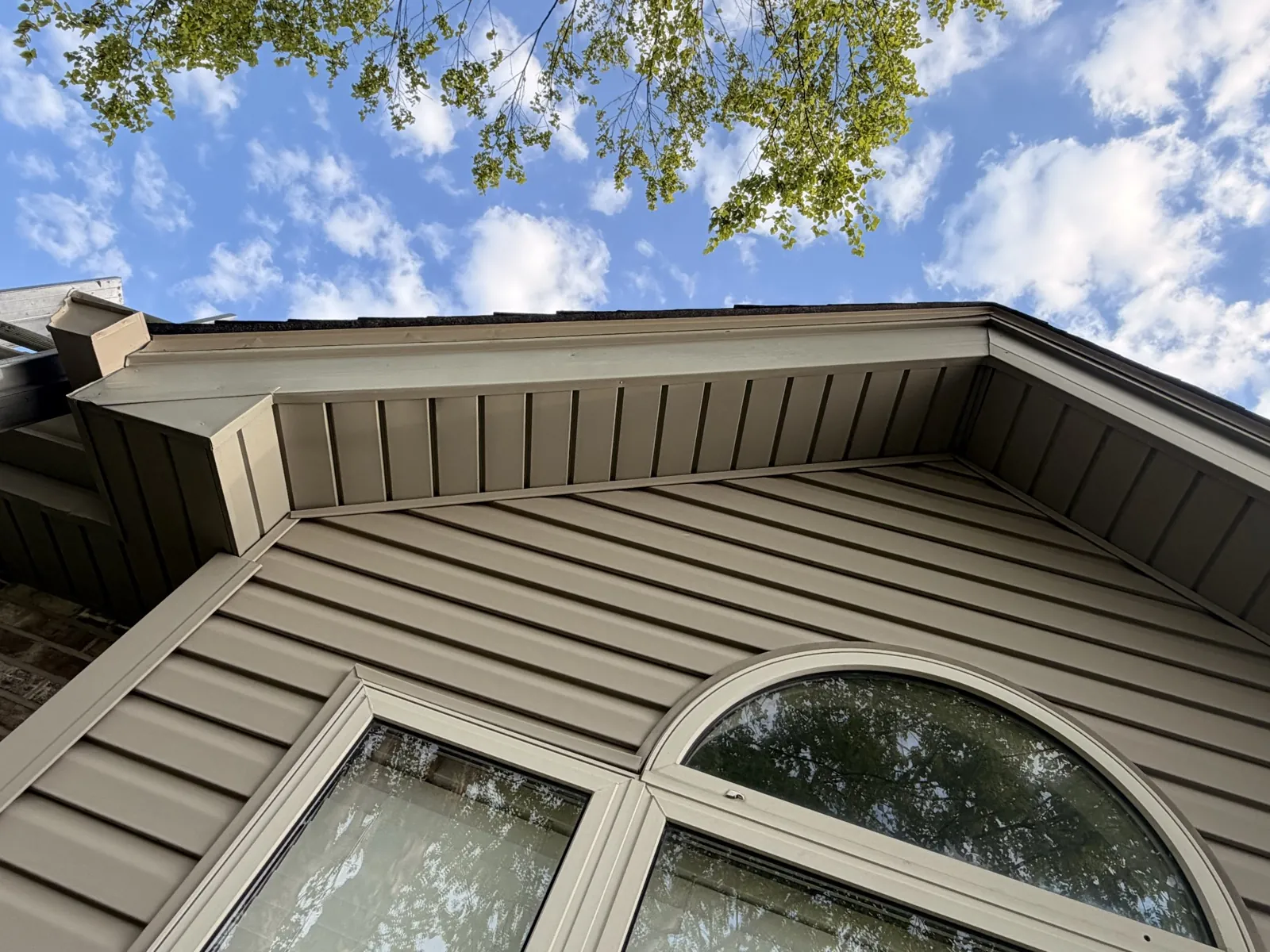 New tan fiber cement siding and trim on a home exterior in Frankfort, IL